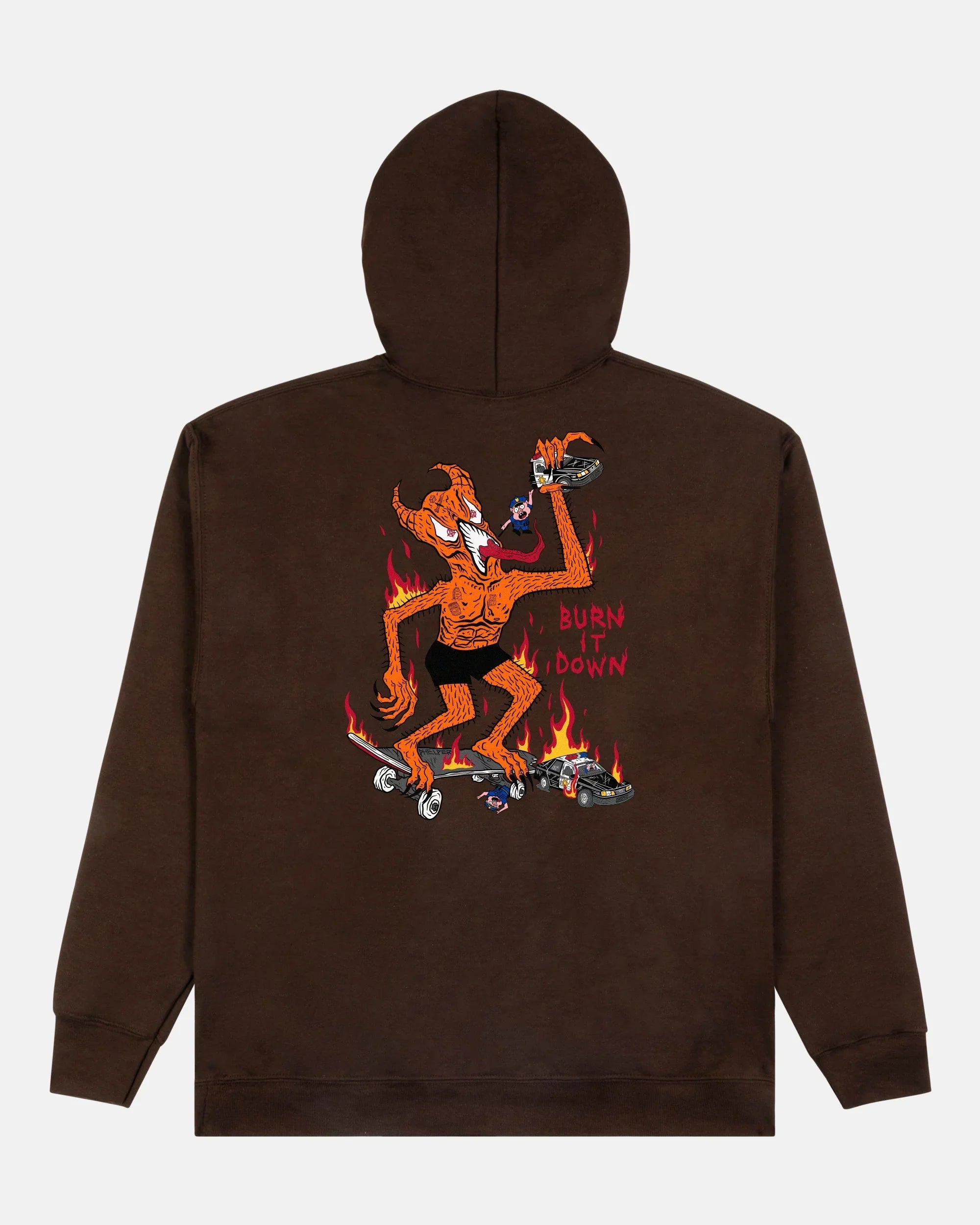 BURN IT DOWN - HOODIE - DARK CHOCOLATE - Four Street
