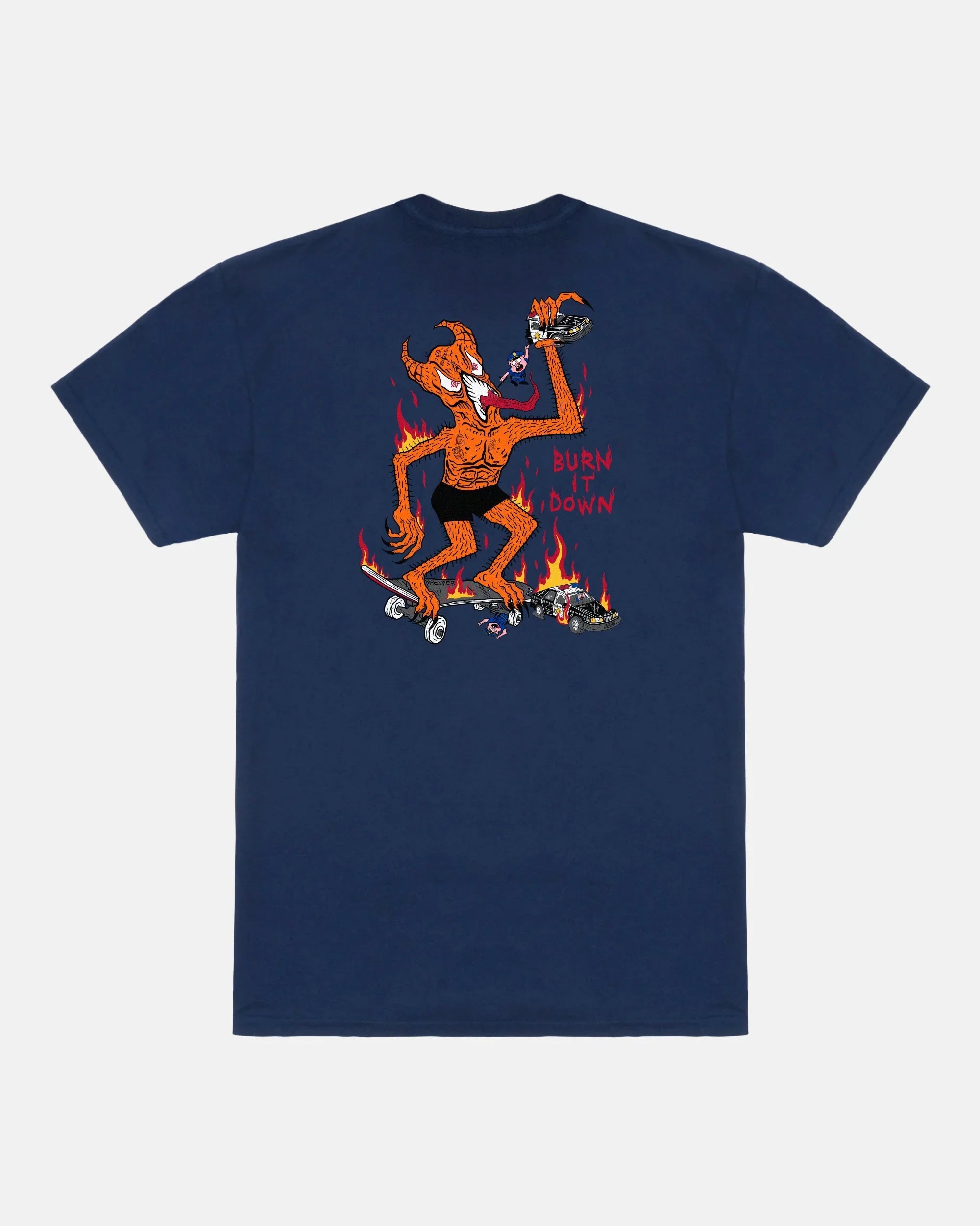 BURN IT DOWN - TSHIRT - NAVY - Four Street