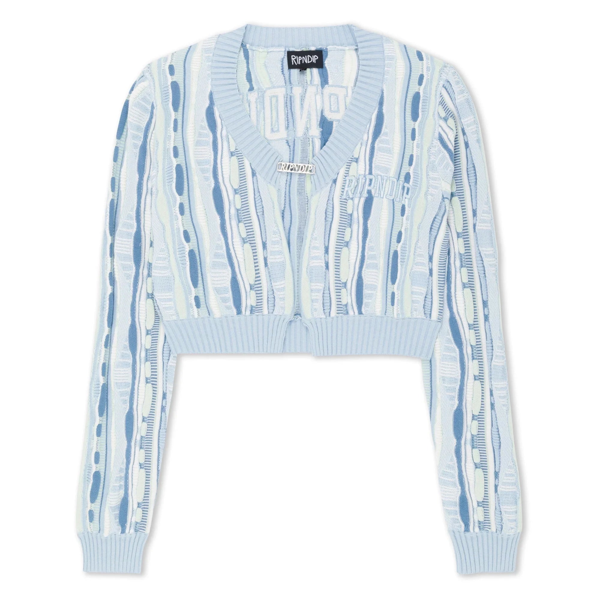 Corded Knit Cropped Long Sleeve (Light Blue) - Camiseta - Four Street