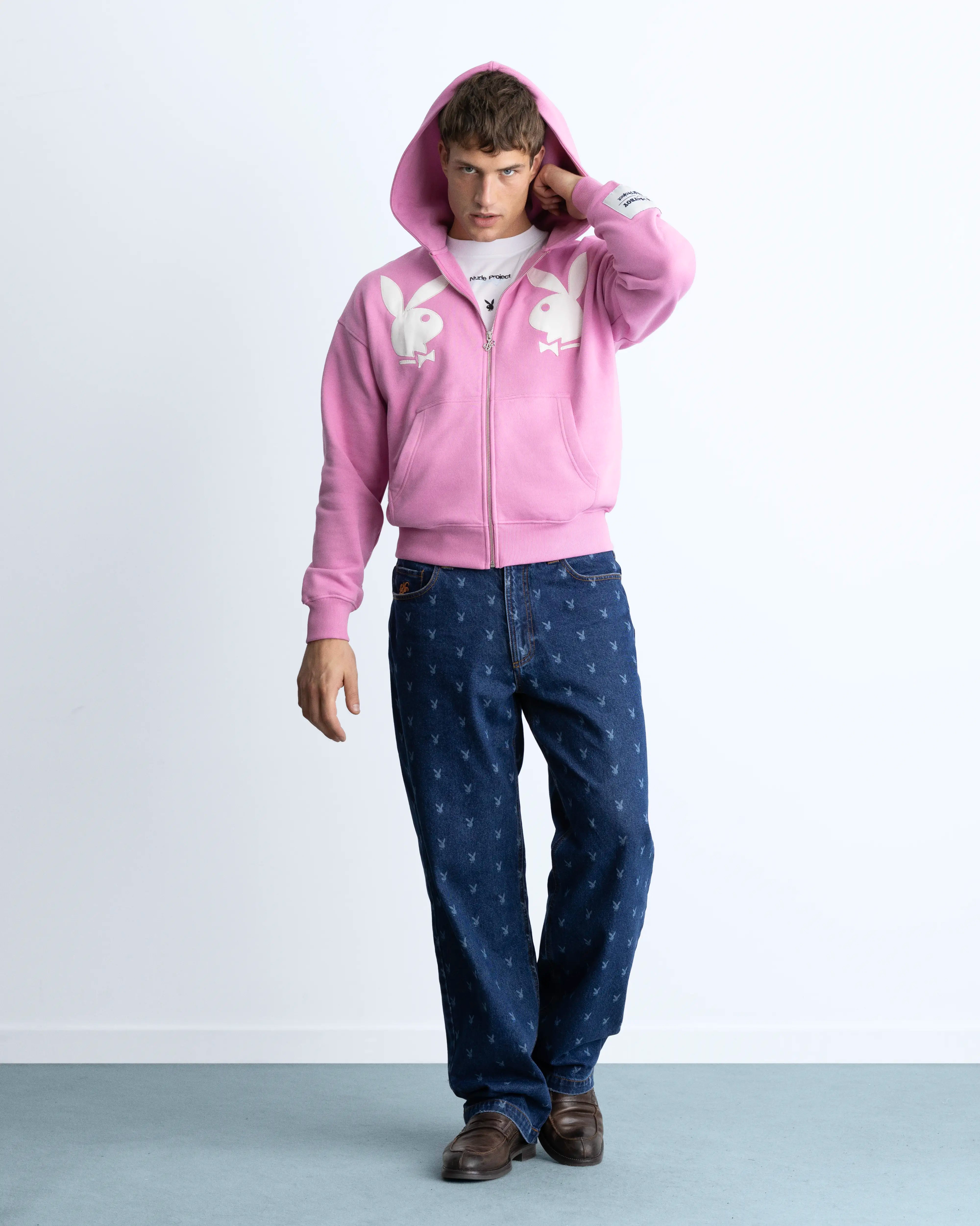Bunny Zip-Up Hoodie Pink