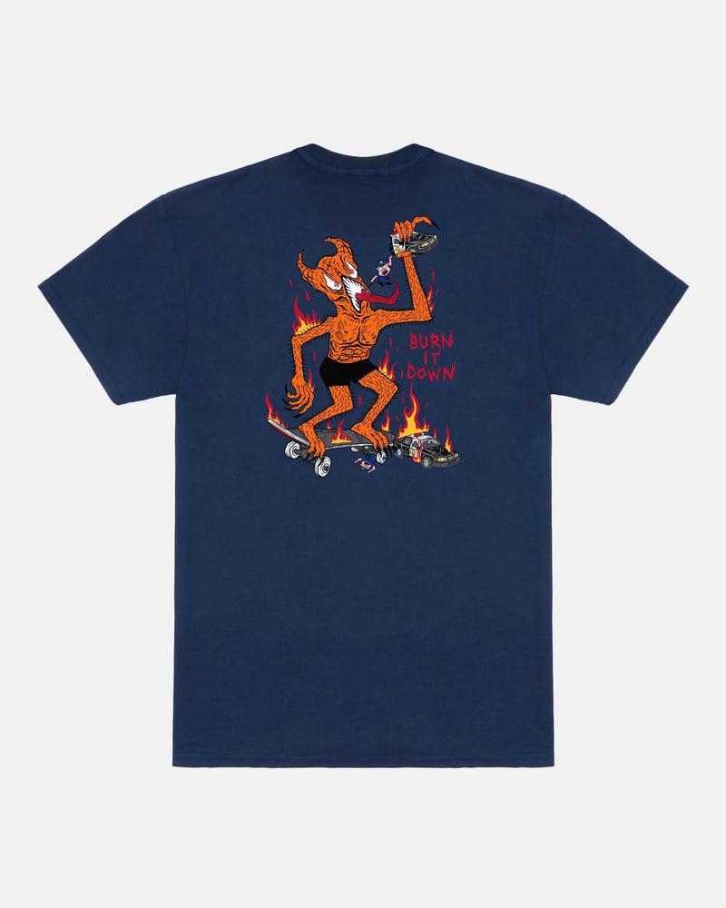 BURN IT DOWN - TSHIRT - NAVY - Four Street