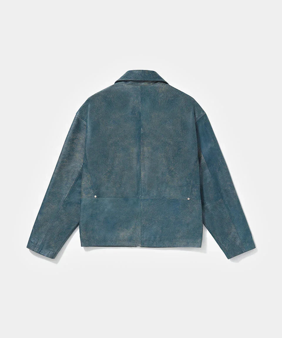 Vintage Surf Leather Jacket - Blue - Four Street