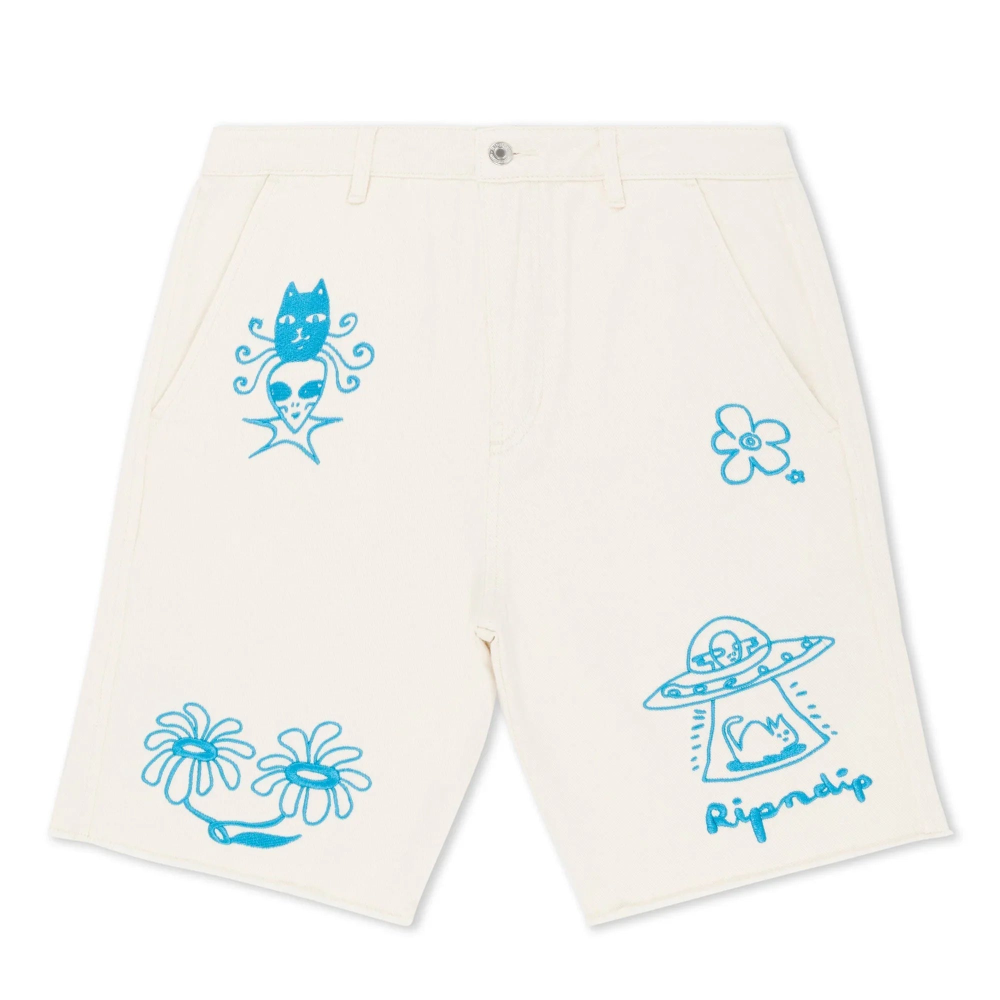 Blonded Denim Shorts (Off White) - Four Street