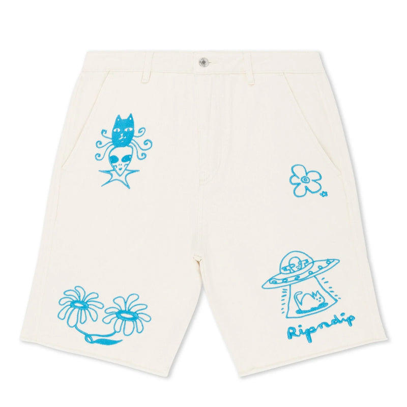 Blonded Denim Shorts (Off White) - Four Street