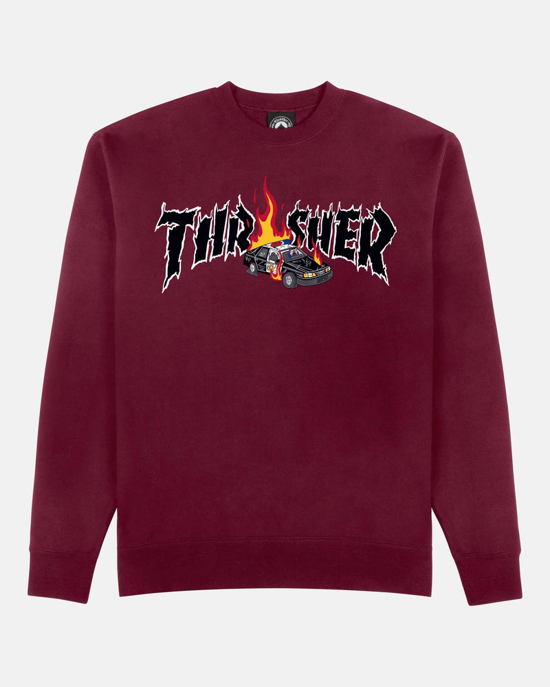 COP CAR - CREWNECK - MAROON - Four Street