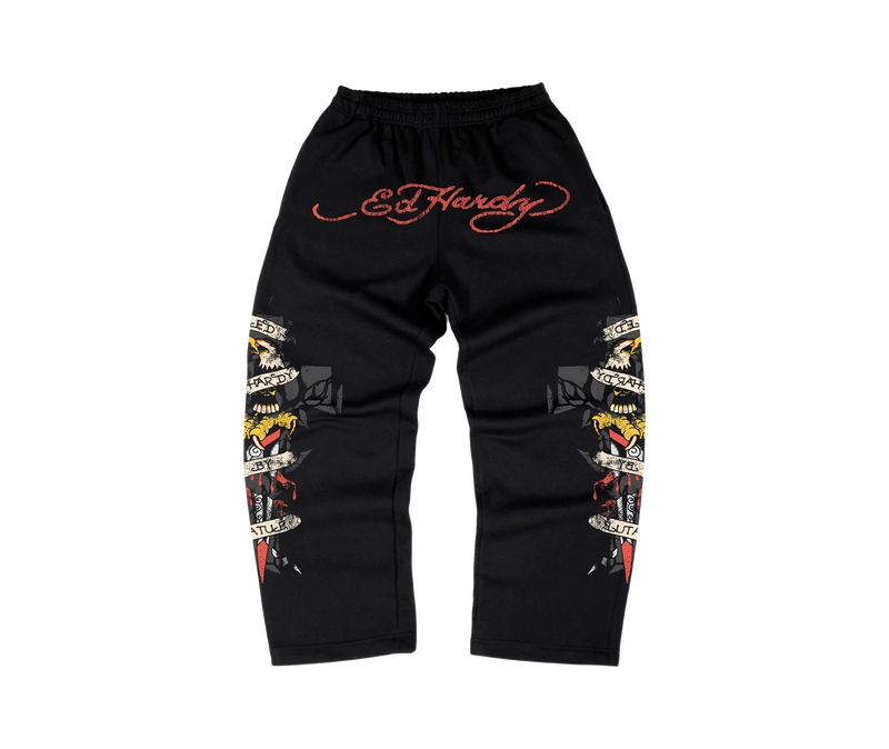 Calça Moletom Preta "By Matuê" Ed Hardy x Matuê
