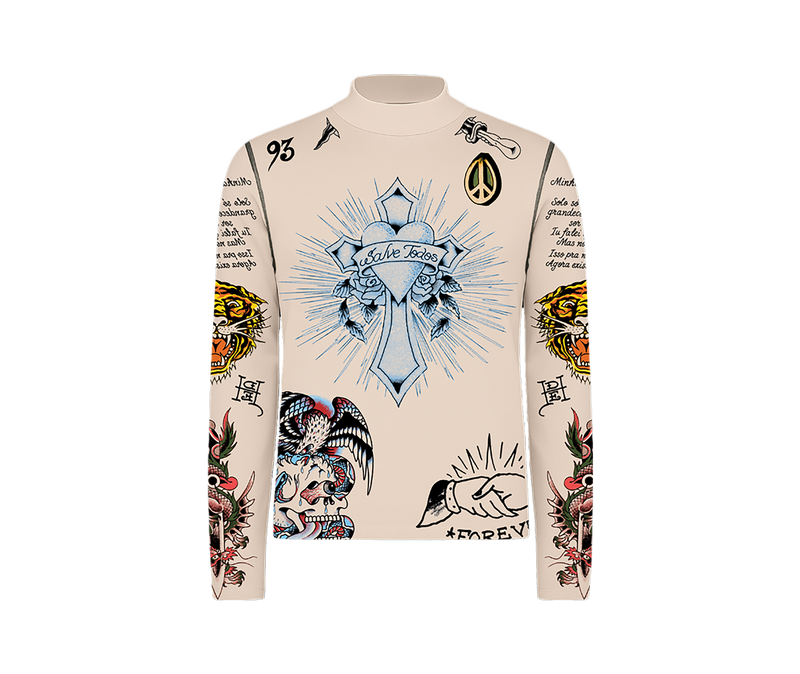 Tule Masculino Bege "Tattooed Skin 2" Ed Hardy x Matuê