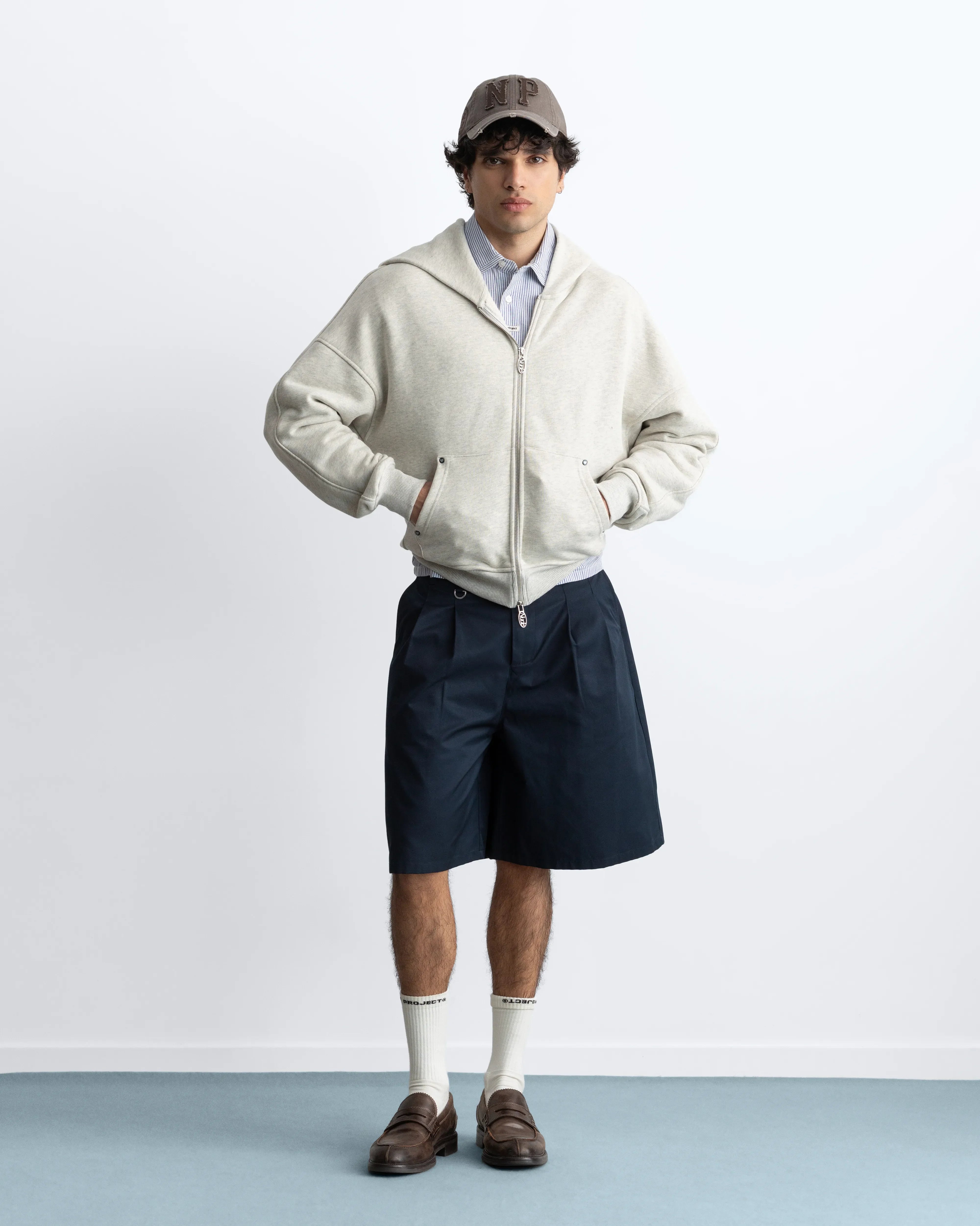 Beast Zip-up Hoodie Grey Melange