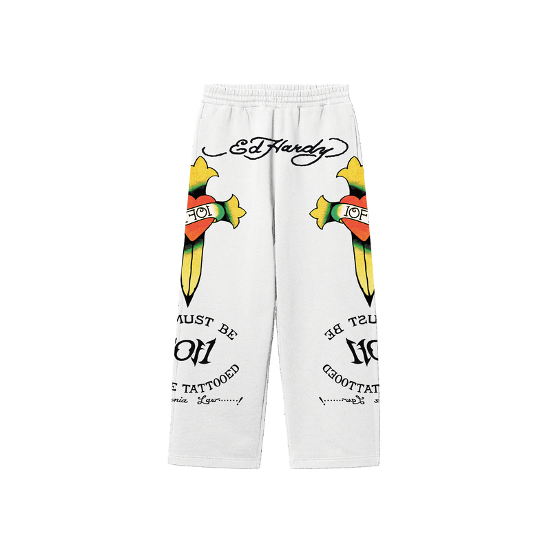 1of1 Ed Hardy "Love Is A Gamble" Off White Sweatpants
