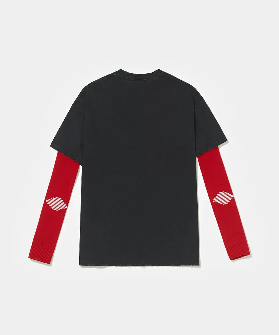 PIET F.C. Knitted Sleeve T-shirt Vintage Black - Four Street