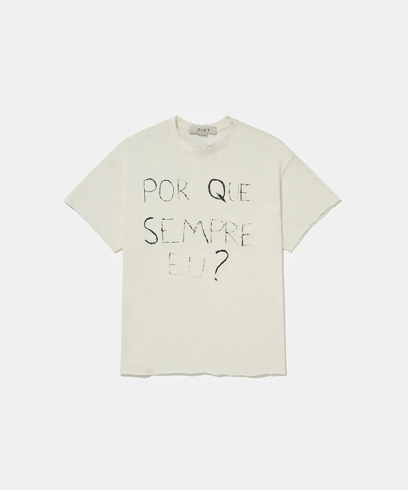 Por que sempre eu? Raw Edge T-shirt Bone White - Four Street